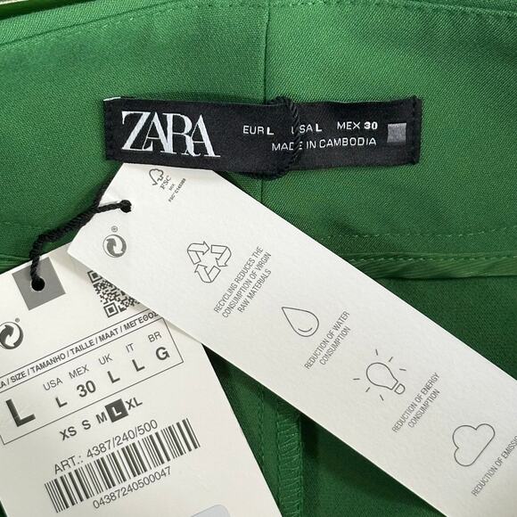 Zara Green High-Waisted Trousers - Picture 6 of 6
